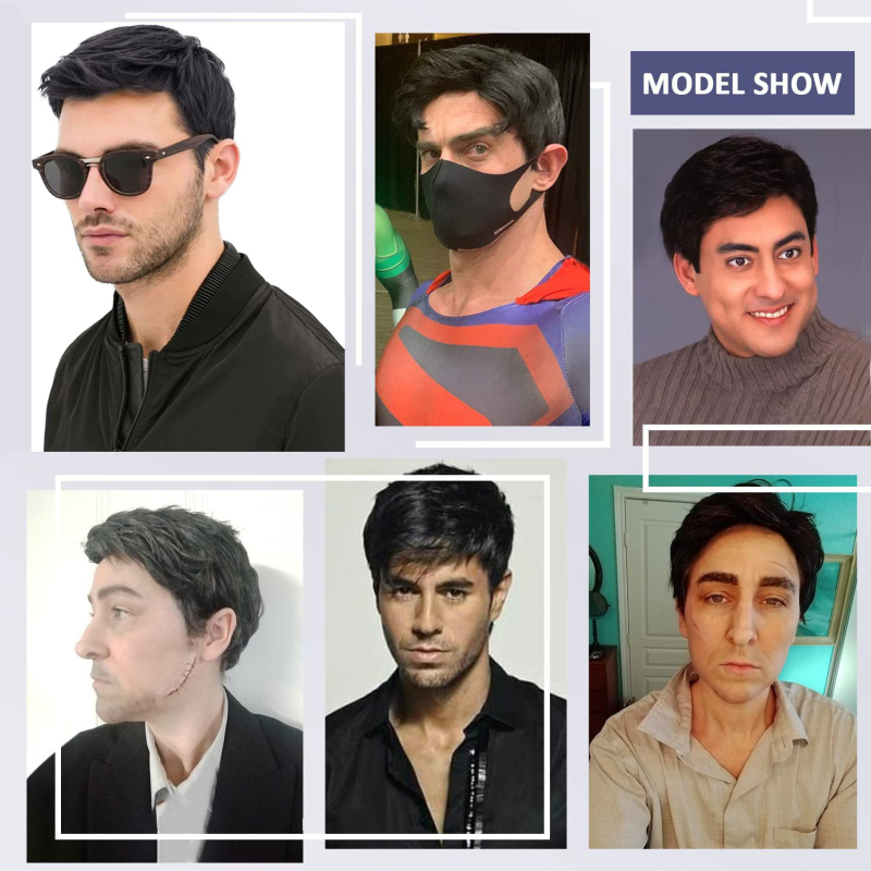 Väliskaubanduse parukas meestele, lühikesed juuksed, Euroopa ja Ameerika meeste juuksed, nägusad, kohevad, realistlikud, lühikesed lokkis juuksed, küpsete meeste lühikesed parukad, peakatted