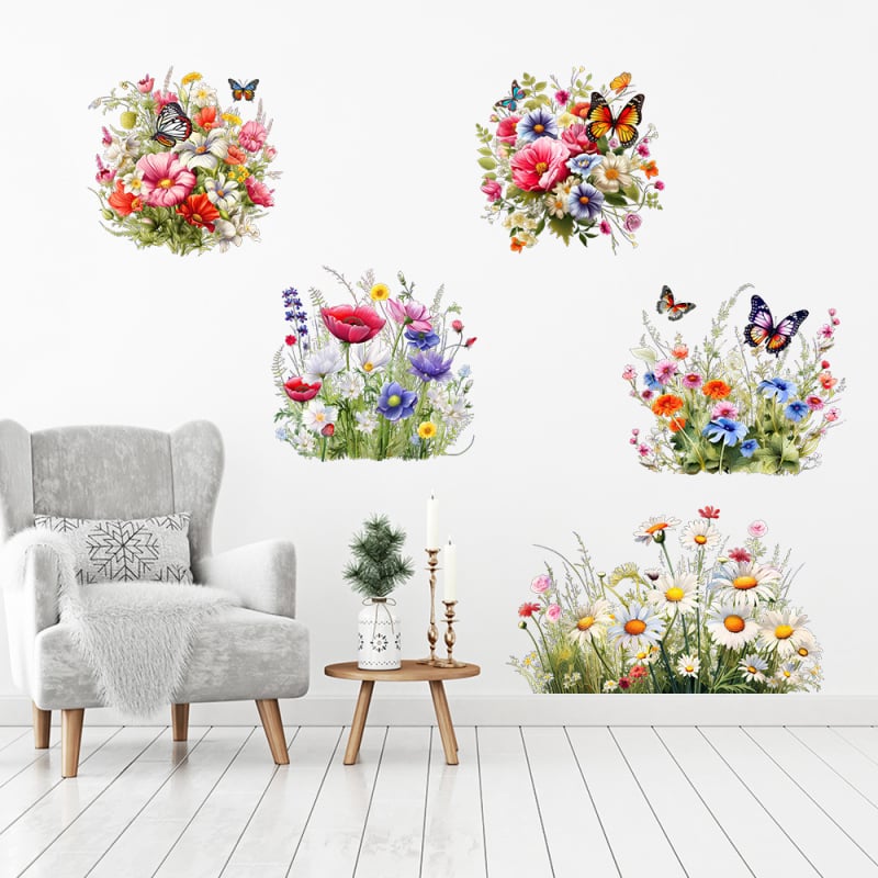 Gyári új virág fű pillangó falmatricák nappali hálószoba gyerekszoba levehető dekorációs matricák MLA-16