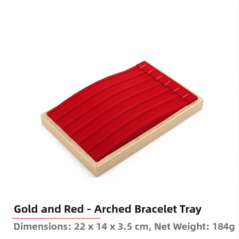 Set rekvizita za izlaganje nakita, crveni flanel, zlatni pladanj za nakit, držač za prstenje, ogrlicu, pult, stalak za nakit