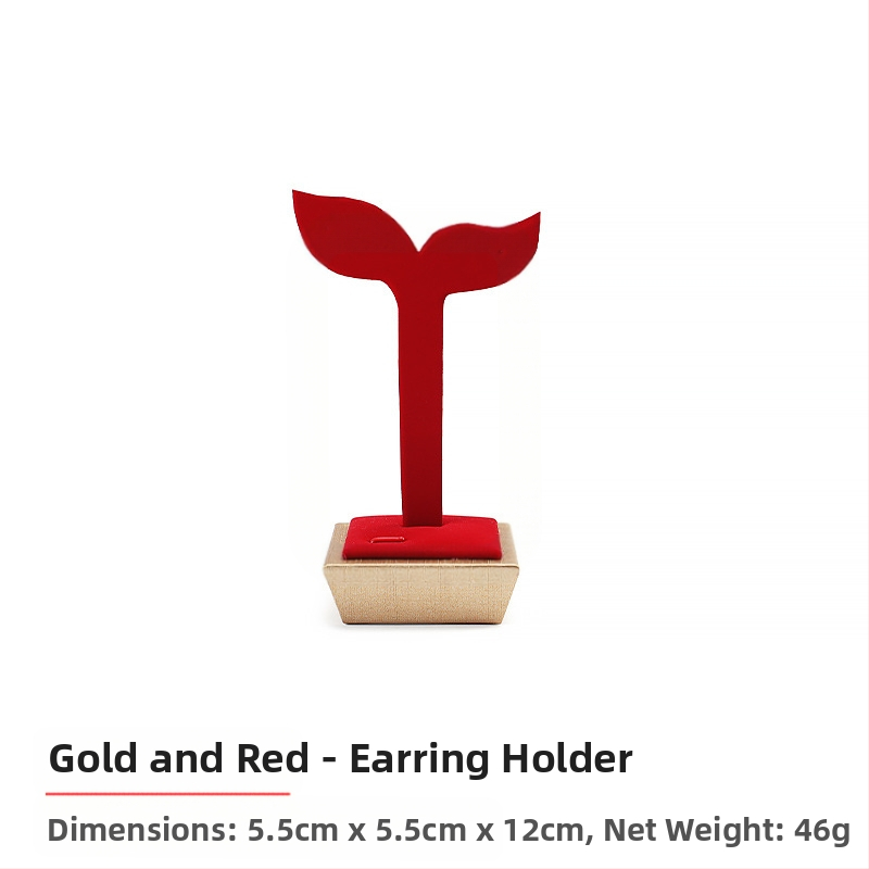 Set rekvizita za izlaganje nakita, crveni flanel, zlatni pladanj za nakit, držač za prstenje, ogrlicu, pult, stalak za nakit