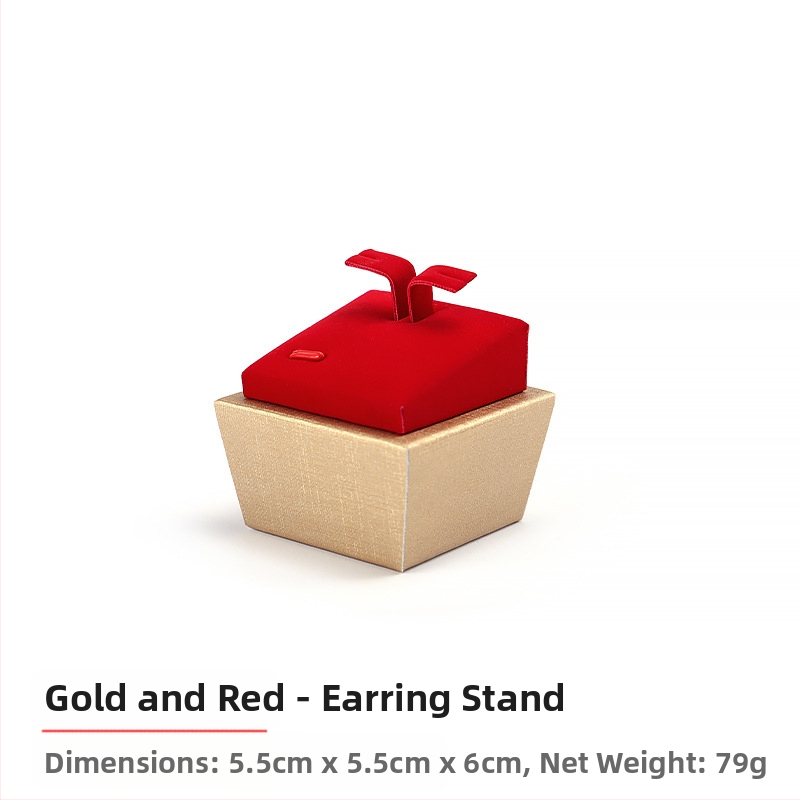 Set rekvizita za izlaganje nakita, crveni flanel, zlatni pladanj za nakit, držač za prstenje, ogrlicu, pult, stalak za nakit