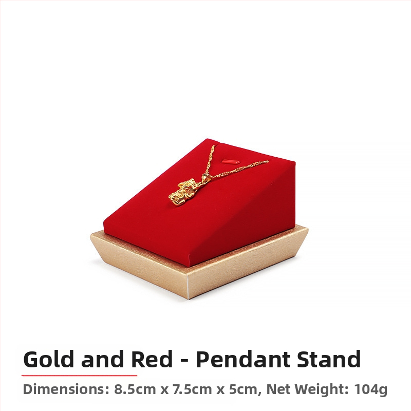 Set rekvizita za izlaganje nakita, crveni flanel, zlatni pladanj za nakit, držač za prstenje, ogrlicu, pult, stalak za nakit
