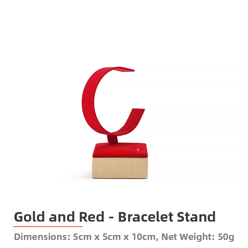 Set rekvizita za izlaganje nakita, crveni flanel, zlatni pladanj za nakit, držač za prstenje, ogrlicu, pult, stalak za nakit