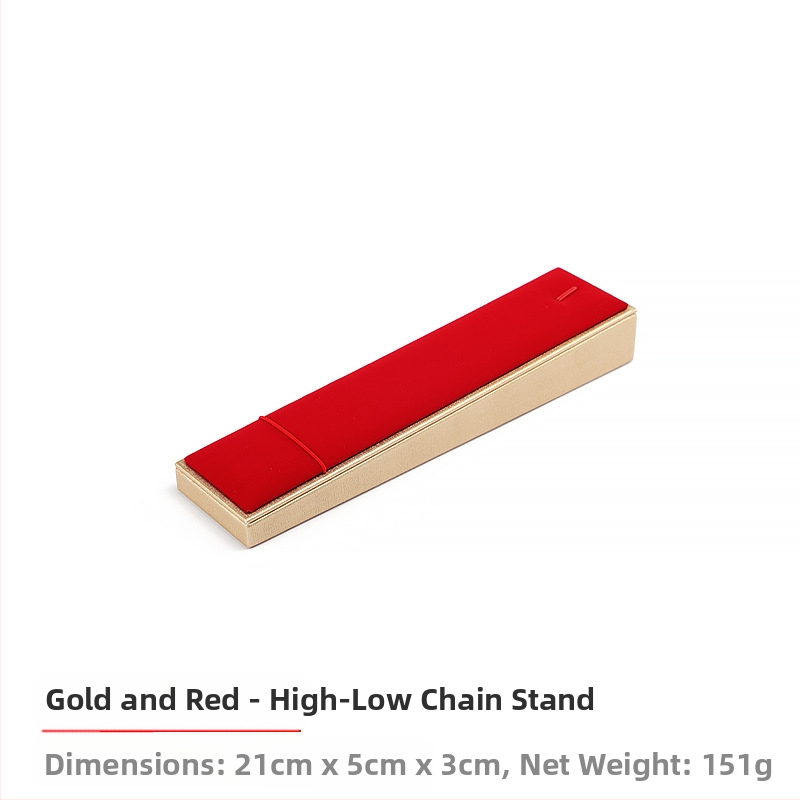 Set rekvizita za izlaganje nakita, crveni flanel, zlatni pladanj za nakit, držač za prstenje, ogrlicu, pult, stalak za nakit