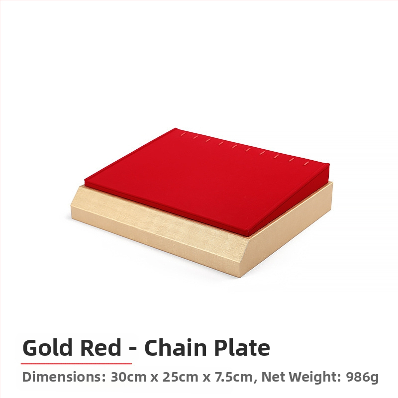 Set rekvizita za izlaganje nakita, crveni flanel, zlatni pladanj za nakit, držač za prstenje, ogrlicu, pult, stalak za nakit