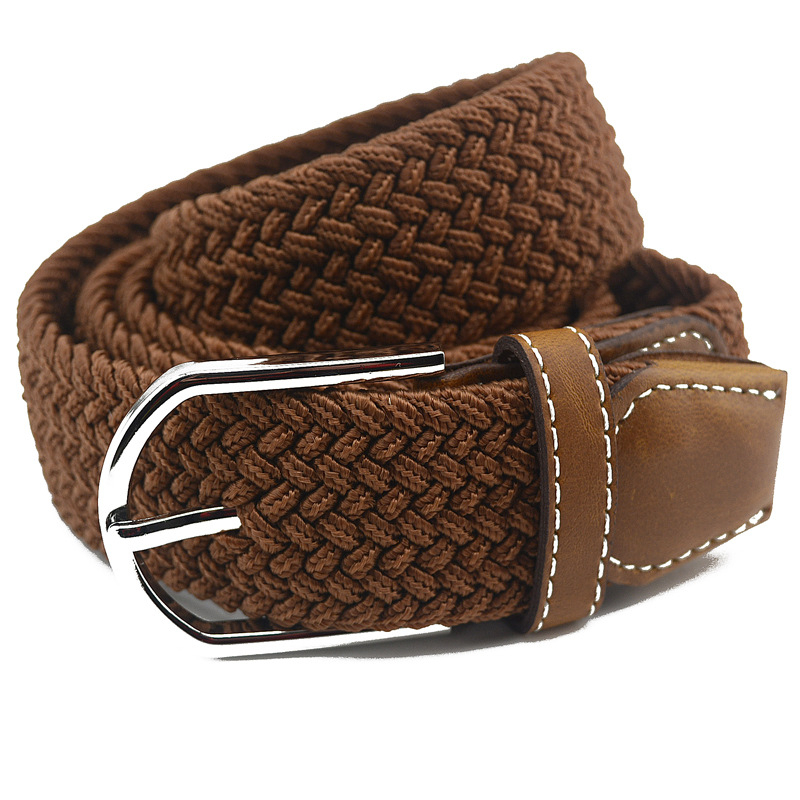 Pánsky plátený tkaný opasok, neporézny elastický tkaný elastický opasok s prackou, ležérny kórejský módny široký dámsky