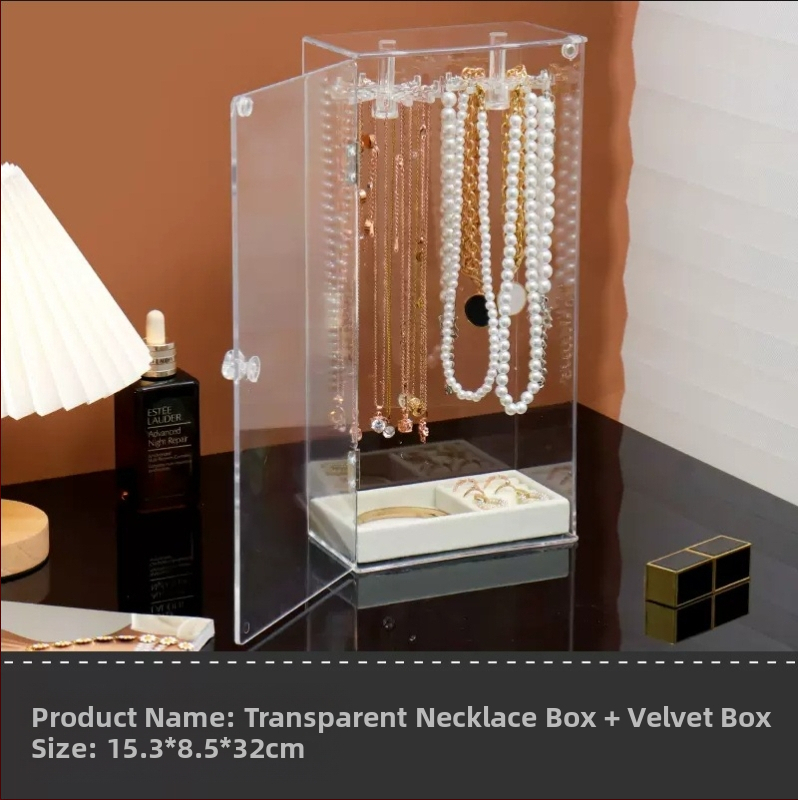 Akrilo karolių laikymo dėžutė Buitiniai papuošalai Apyrankės Pakabuko stovas Perlų karoliai Apyrankė Dulkių nepraleidžianti apdailos dėžutė