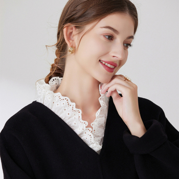 2023 δευτερόλεπτα αλλαγής όμορφο κορίτσι πέταλο ψεύτικο κολάρο χαριτωμένο λευκό βαμβακερό πουκάμισο ψεύτικο κολάρο