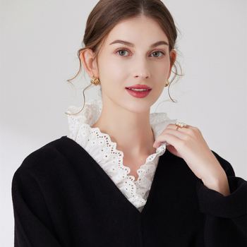 2023 δευτερόλεπτα αλλαγής όμορφο κορίτσι πέταλο ψεύτικο κολάρο χαριτωμένο λευκό βαμβακερό πουκάμισο ψεύτικο κολάρο