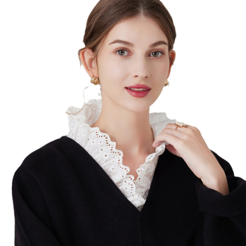 2023 δευτερόλεπτα αλλαγής όμορφο κορίτσι πέταλο ψεύτικο κολάρο χαριτωμένο λευκό βαμβακερό πουκάμισο ψεύτικο κολάρο