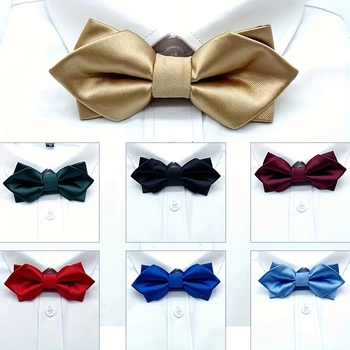 Мъжки остър връх двуслоен асиметричен кепър корейски стил папионка мода банкет кум младоженец съвпадение облекло панделка