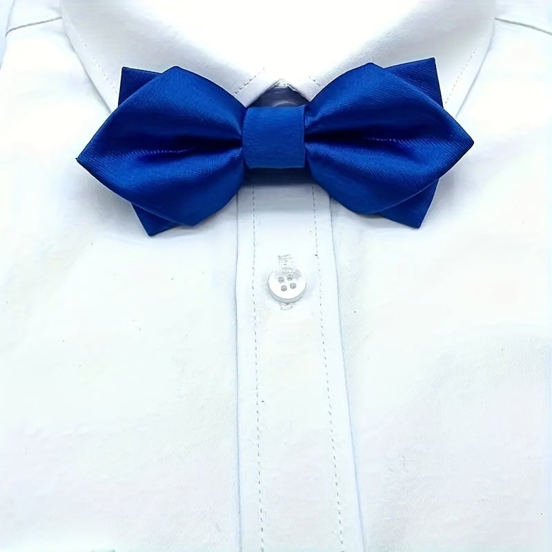 Мъжки остър връх двуслоен асиметричен кепър корейски стил папионка мода банкет кум младоженец съвпадение облекло панделка