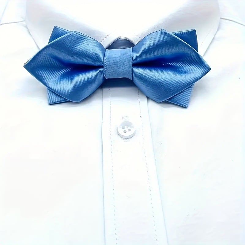 Мъжки остър връх двуслоен асиметричен кепър корейски стил папионка мода банкет кум младоженец съвпадение облекло панделка