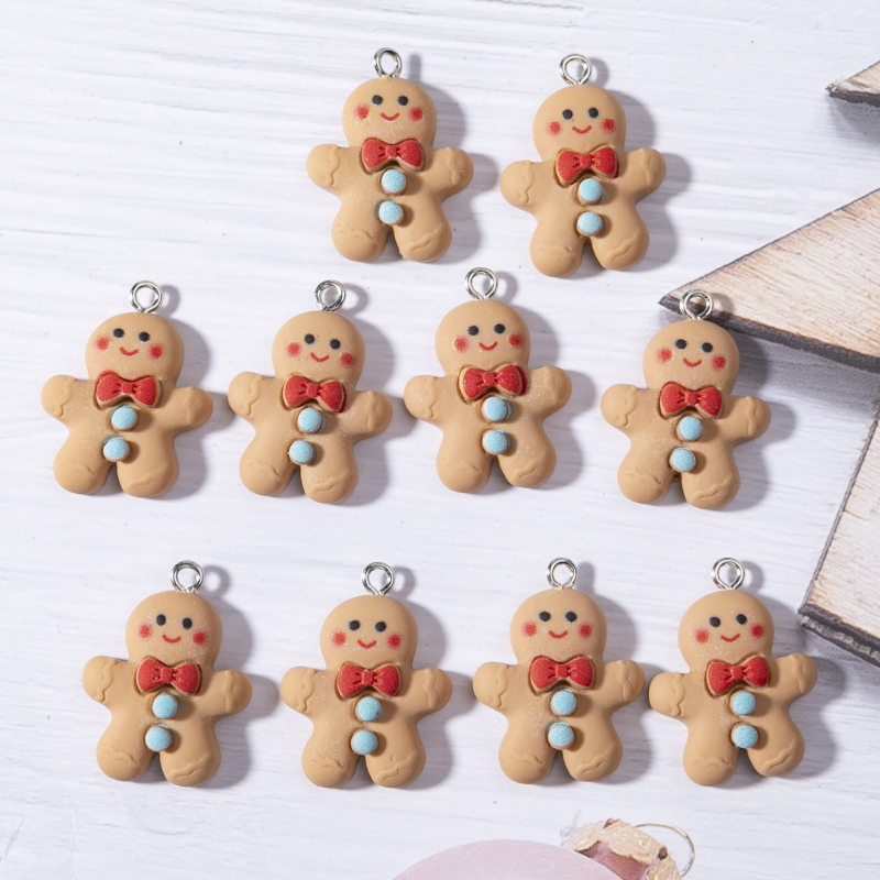 Desene animate creative drăguț rășină om de turtă dulce pandantiv cercei DIY colier breloc brățară accesorii en-gros