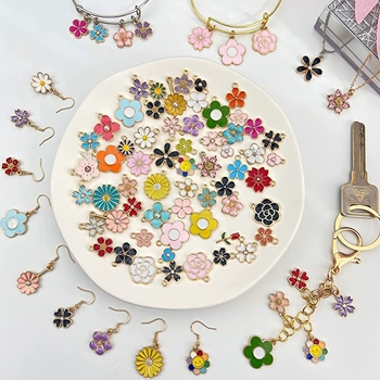 Διασυνοριακό αποκλειστικό νέο απλό μικτό χρώμα σταγόνα λαδιού από κράμα μικρού λουλουδιού αξεσουάρ κοσμημάτων βραχιόλι DIY μενταγιόν από υλικό