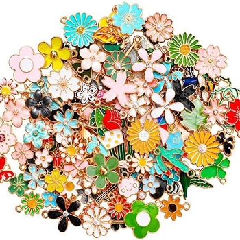 Διασυνοριακό αποκλειστικό νέο απλό μικτό χρώμα σταγόνα λαδιού από κράμα μικρού λουλουδιού αξεσουάρ κοσμημάτων βραχιόλι DIY μενταγιόν από υλικό