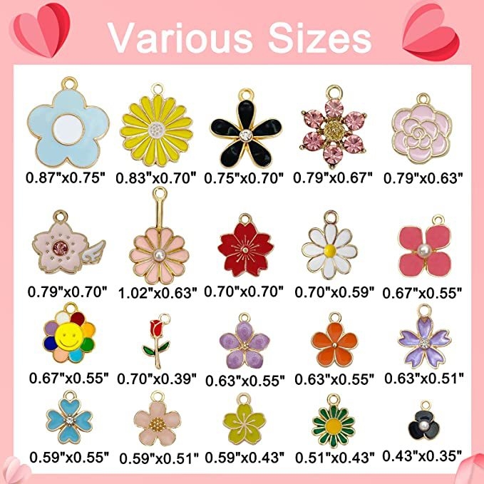 Exclusiv transfrontalier, nou, simplu, de culoare mixtă, picătură de ulei din aliaj, flori mici, accesorii pentru bijuterii, brățară DIY, pandantiv din material