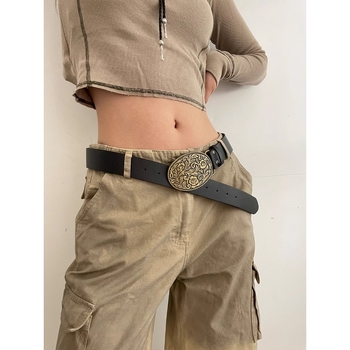 Amerikietiškas retro diržas moterims, madingi nauji juodi džinsai, dekoracijos, paprasti aksesuarai, stilingas platus diržas, universalus
