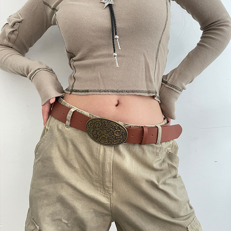 Amerikietiškas retro diržas moterims, madingi nauji juodi džinsai, dekoracijos, paprasti aksesuarai, stilingas platus diržas, universalus
