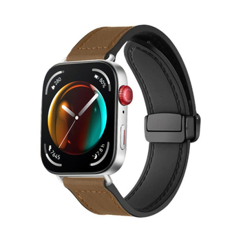 Подходяща за Huawei GT4 Watch Band GT3 силиконова каишка 22 мм опционална TPU кожена сгъваема катарама Crazy Horse, адаптивна каишка за Apple Watch