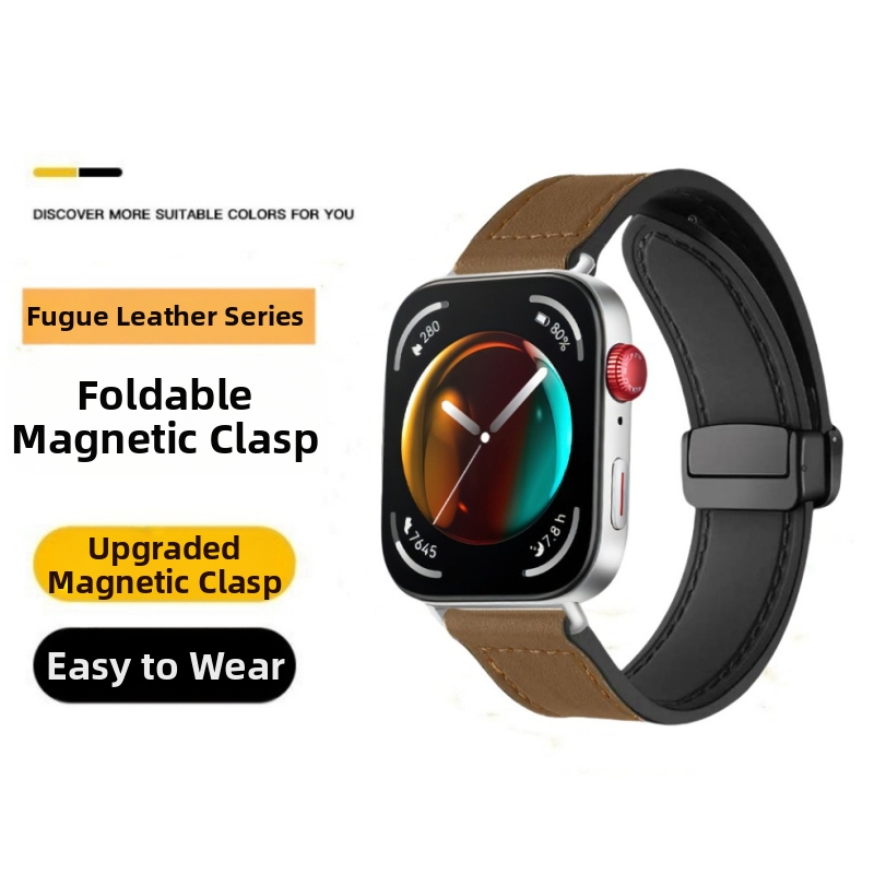 Vhodné pre Huawei GT4 Watch Band GT3 Silikónový 22 mm Voliteľný TPU Crazy Horse kožený skladací remienok s prispôsobiteľnou prackou pre Apple Watch Band