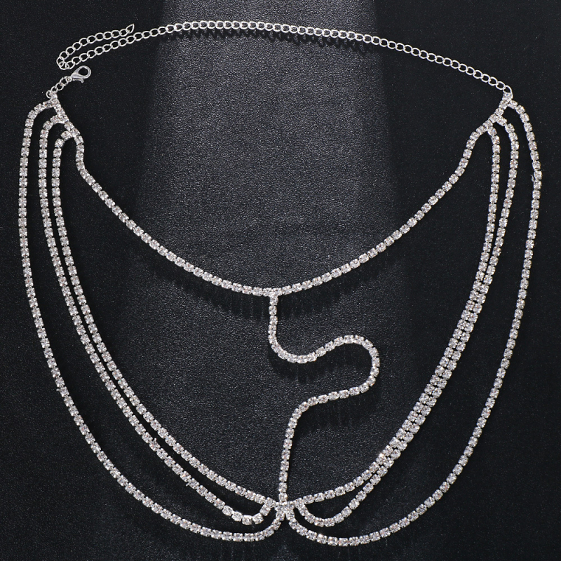 Европа и Съединените щати трансгранични горещи кристали за лице, верижки за жени, секси модни индивидуалности, многослойни бижута за лице, верижки за лице