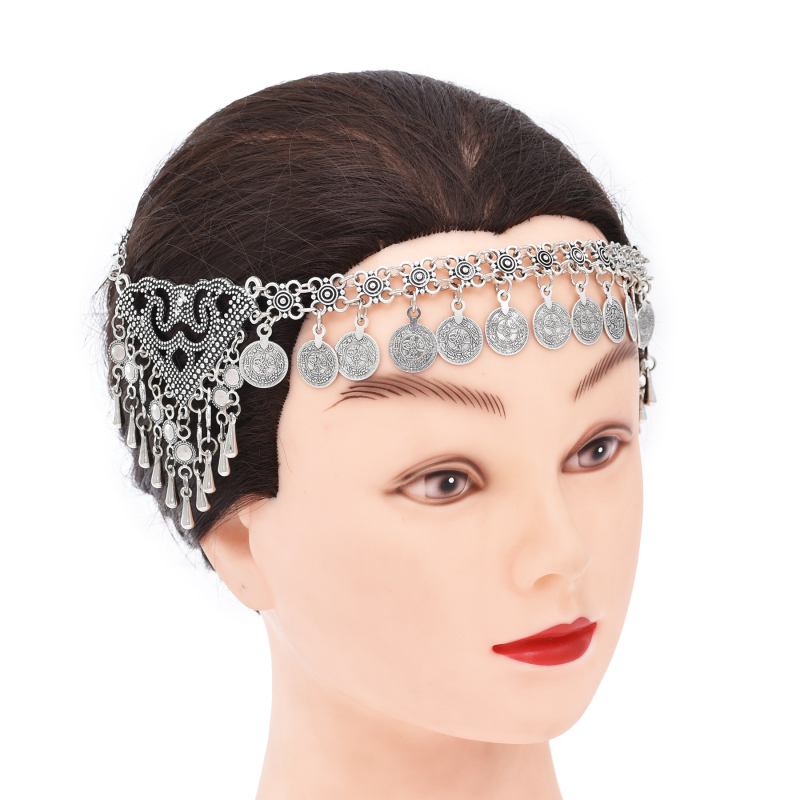 Euroopa ja Ameerika retro sulamist tutiga kaelakee peakate kahesuguse kasutusega aksessuaaridega liialdatud pinnakattega naiste mündist otsmikuketiga juuksepael hulgimüük