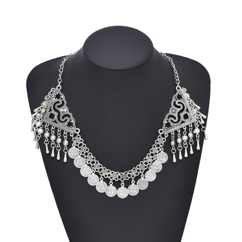 Euroopa ja Ameerika retro sulamist tutiga kaelakee peakate kahesuguse kasutusega aksessuaaridega liialdatud pinnakattega naiste mündist otsmikuketiga juuksepael hulgimüük