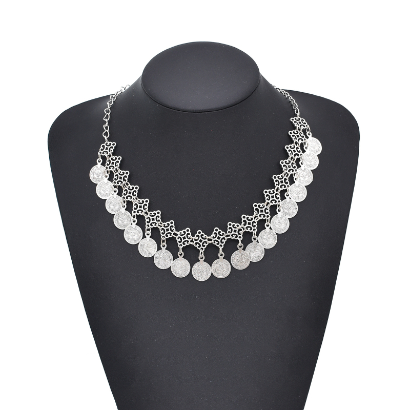 Euroopa ja Ameerika retro sulamist tutiga kaelakee peakate kahesuguse kasutusega aksessuaaridega liialdatud pinnakattega naiste mündist otsmikuketiga juuksepael hulgimüük