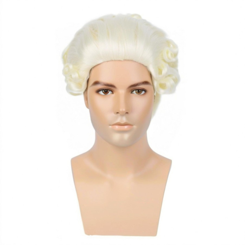 Мъжки черно-бял, сив, бежов, съдия, адвокат, съдия, косплей перука с висока температура, копринен механизъм, химически влакна, шапка за глава