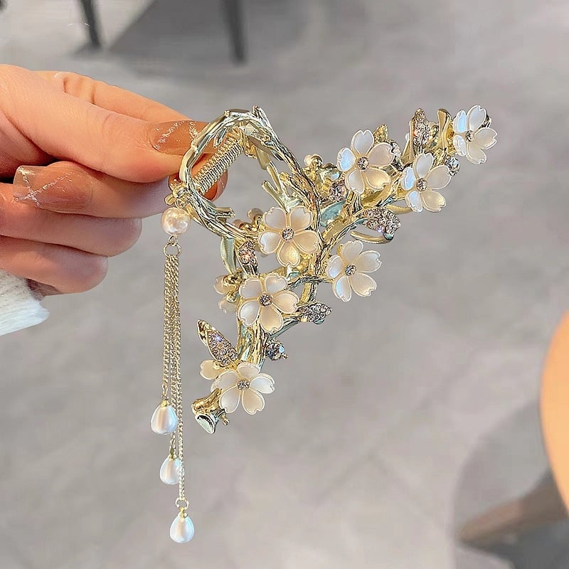 Nacionalna plima đurđica cvijet resa velika kopča za hvatanje modni temperament biserna ploča kopča za kosu stražnja glava kopča za morskog psa veleprodaja