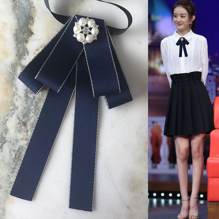 Атмосферни звезди Същият стил Японска мода Инкрустирана с диаманти Личност Ниша Папионка Сценично моделиране Абитуриентска снимка Панделка