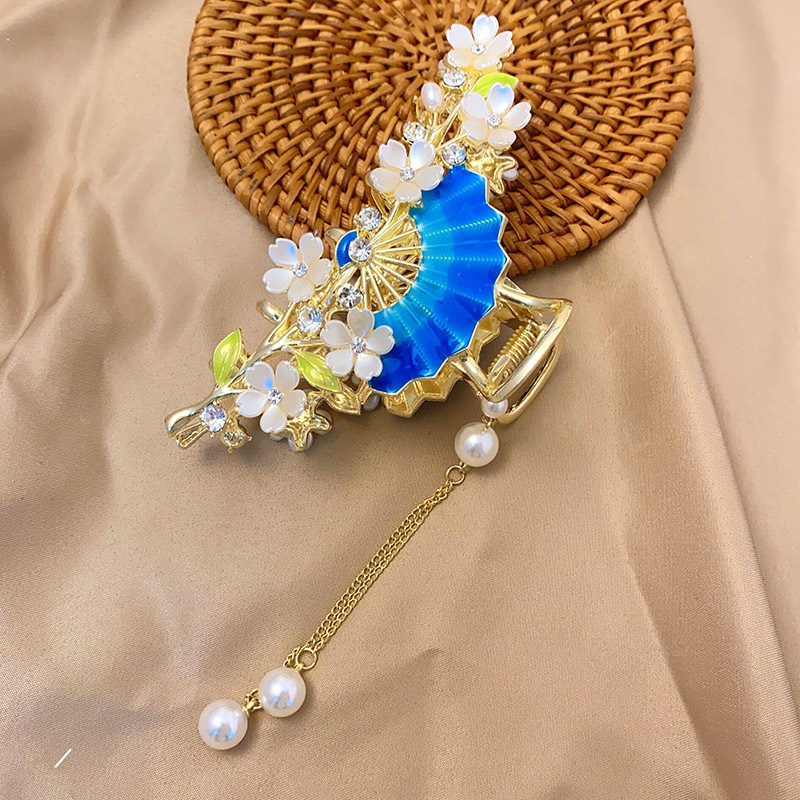 Nauja kiniško stiliaus nacionalinio stiliaus moteriška didelė senovinio stiliaus plaukų segtukas su kutais nugarėlėje, aukštos kokybės fu personažo veido kaukė su ryklio segtuku