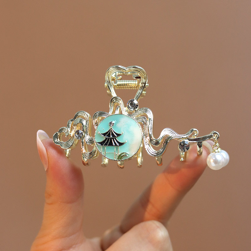 Nauja kiniško stiliaus nacionalinio stiliaus moteriška didelė senovinio stiliaus plaukų segtukas su kutais nugarėlėje, aukštos kokybės fu personažo veido kaukė su ryklio segtuku