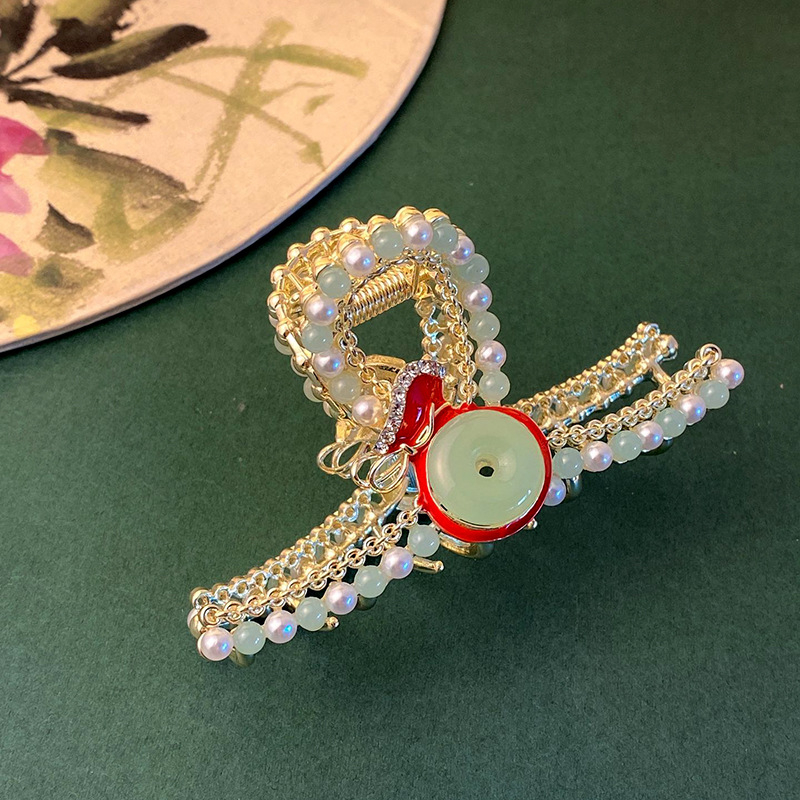 Nauja kiniško stiliaus nacionalinio stiliaus moteriška didelė senovinio stiliaus plaukų segtukas su kutais nugarėlėje, aukštos kokybės fu personažo veido kaukė su ryklio segtuku