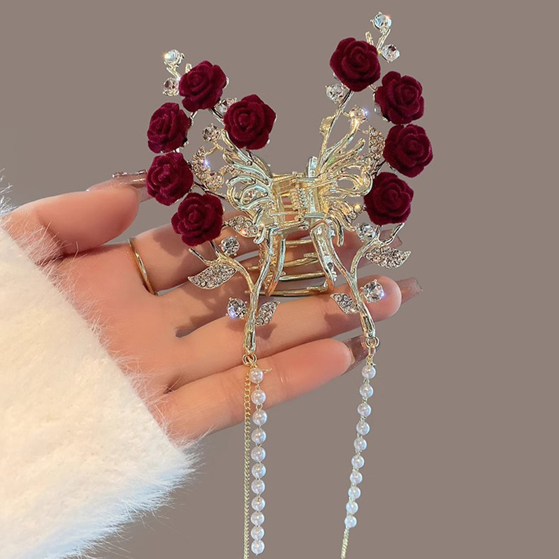 Nauja kiniško stiliaus nacionalinio stiliaus moteriška didelė senovinio stiliaus plaukų segtukas su kutais nugarėlėje, aukštos kokybės fu personažo veido kaukė su ryklio segtuku