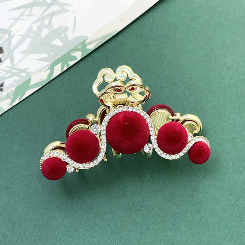 Nauja kiniško stiliaus nacionalinio stiliaus moteriška didelė senovinio stiliaus plaukų segtukas su kutais nugarėlėje, aukštos kokybės fu personažo veido kaukė su ryklio segtuku