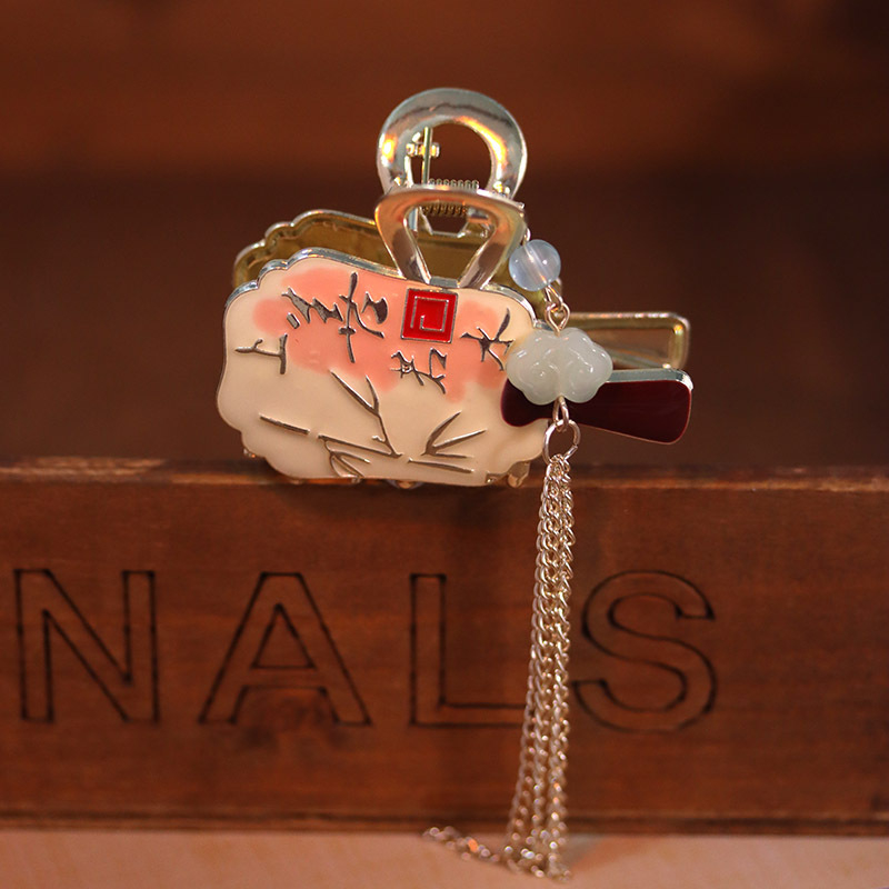 Nauja kiniško stiliaus nacionalinio stiliaus moteriška didelė senovinio stiliaus plaukų segtukas su kutais nugarėlėje, aukštos kokybės fu personažo veido kaukė su ryklio segtuku