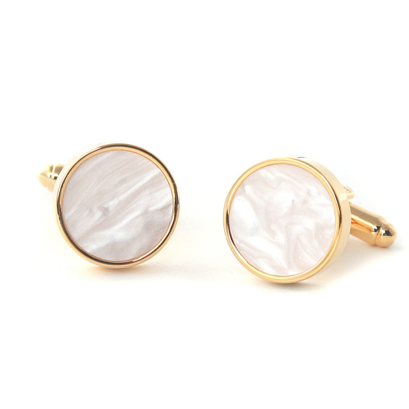 Manžete Okrugli jednostavni muški francuski gumbi za manžete Poslovna košulja Školjkasti gumb za manžete 1 par