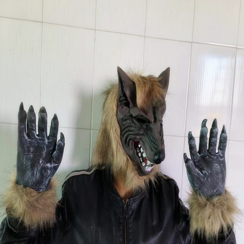 Забавни шапки за Хелоуин Ръкавици за върколак Хелоуин Маска за върколак Хелоуин Ръкавици Маска за ужаси