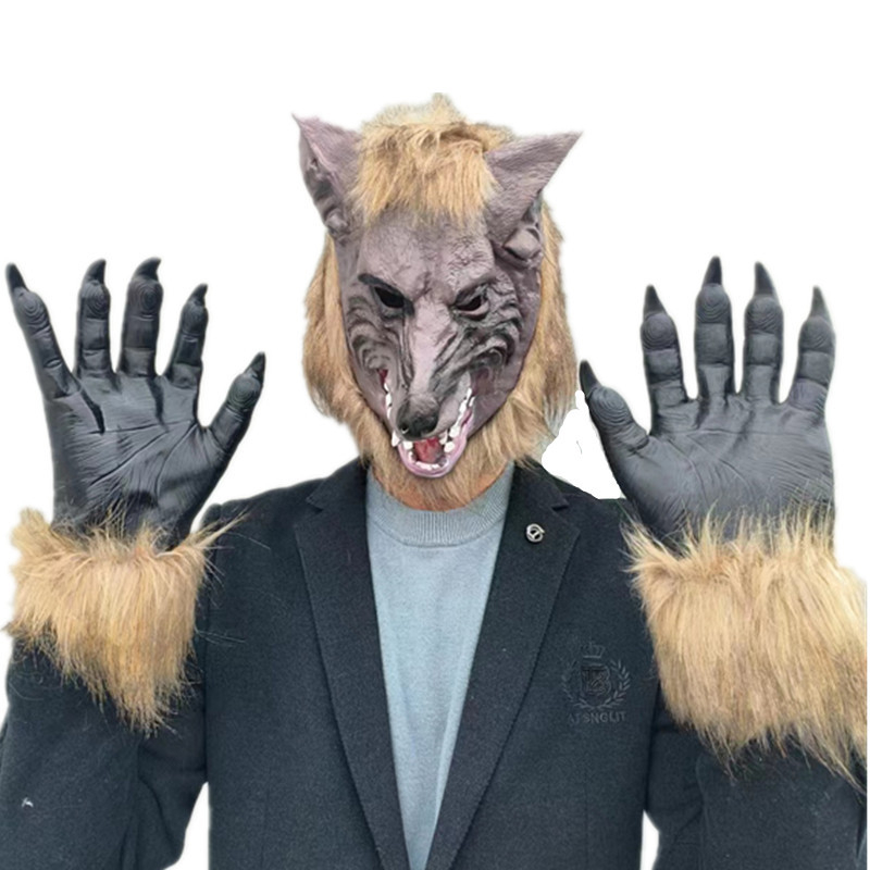 Забавни шапки за Хелоуин Ръкавици за върколак Хелоуин Маска за върколак Хелоуин Ръкавици Маска за ужаси