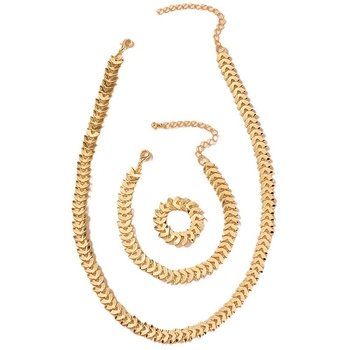 Ευρωπαϊκό και αμερικανικό νέο στυλ κοσμήματα αυτιών σιταριού σετ τριών τεμαχίων με niche design μοντέρνο ευέλικτο σετ κολιέ με δαχτυλίδι και φύλλα