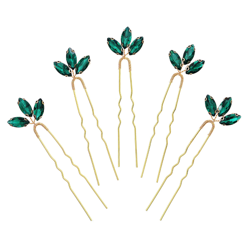 Nauji tarpvalstybiniai vestuviniai papuošalai, žali cirkonio segtukai, vestuvių šventės nuotakos galvos apdangalai, U formos, universalūs plaukų adatos