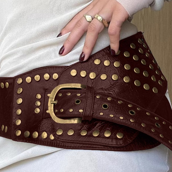 Curea punk Y2k pentru industrie grea, cu nituri, Vintage, artistică, lărgită, decorativă, pentru femei, Western Spice, curea girdle