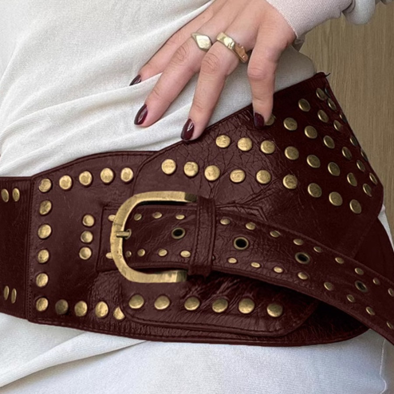 Curea punk Y2k pentru industrie grea, cu nituri, Vintage, artistică, lărgită, decorativă, pentru femei, Western Spice, curea girdle