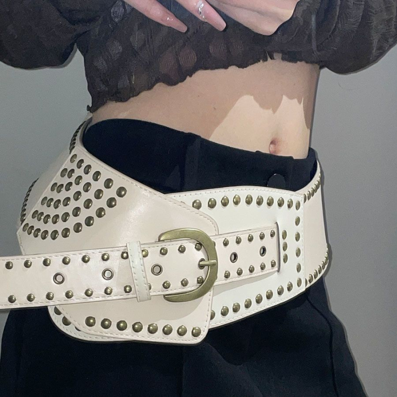 Curea punk Y2k pentru industrie grea, cu nituri, Vintage, artistică, lărgită, decorativă, pentru femei, Western Spice, curea girdle