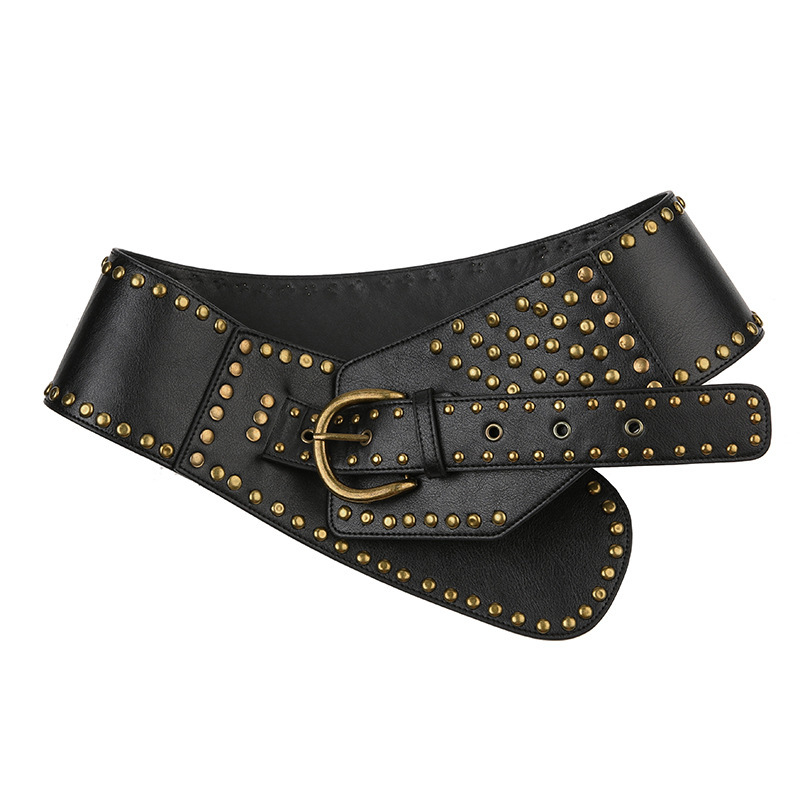 Curea punk Y2k pentru industrie grea, cu nituri, Vintage, artistică, lărgită, decorativă, pentru femei, Western Spice, curea girdle