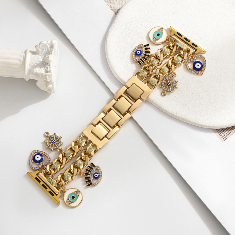 Curea pentru iwatch, stil xiaoxiang, iwatch 6543 generație, lanț metalic din denim, curea Apple xiaoxiang