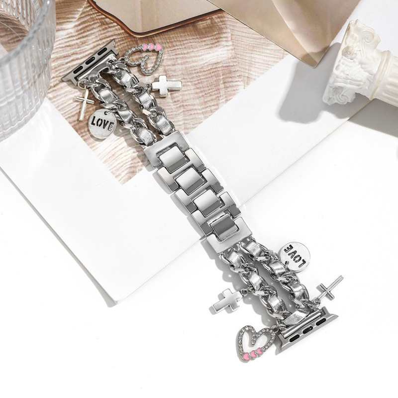 Curea pentru iwatch, stil xiaoxiang, iwatch 6543 generație, lanț metalic din denim, curea Apple xiaoxiang