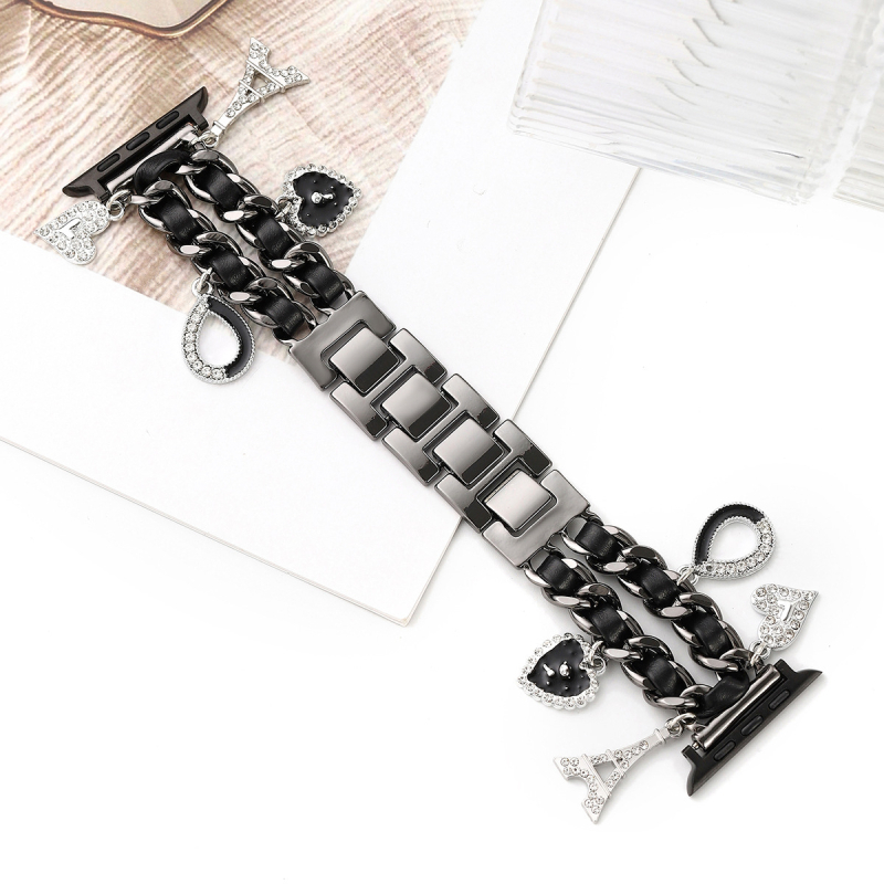 Curea pentru iwatch, stil xiaoxiang, iwatch 6543 generație, lanț metalic din denim, curea Apple xiaoxiang